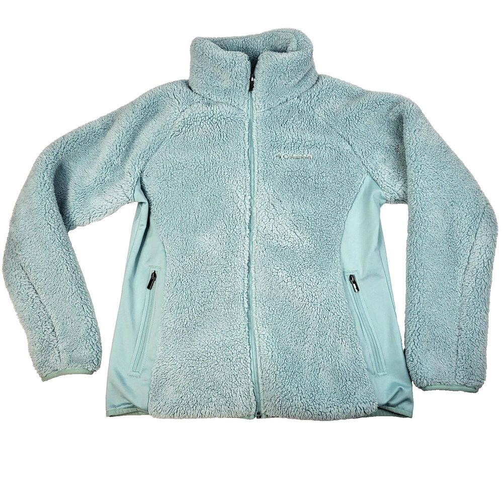 Columbia Women's Size Large Cloudy Day Full Zip Fleece Jacket Light Blue Aqua